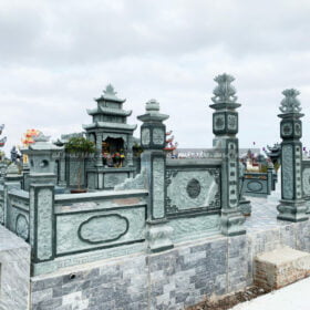 Báo Giá Khu Lăng Mộ Đá Xanh Rêu Cao Cấp Chuẩn Phong Thủy, Đẹp, Chất Lượng Cao (PT01)