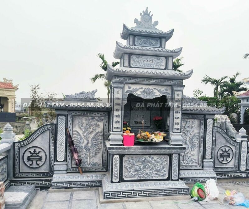 Lăng thờ đá xanh đen PT142 - Làm lăng mộ đá đến Đá Phát Tâm - Lăng mộ Hải Dương- Lang Tho Da Xanh Den Da Phat Tam Lam lang mo da den Da Phat Tam