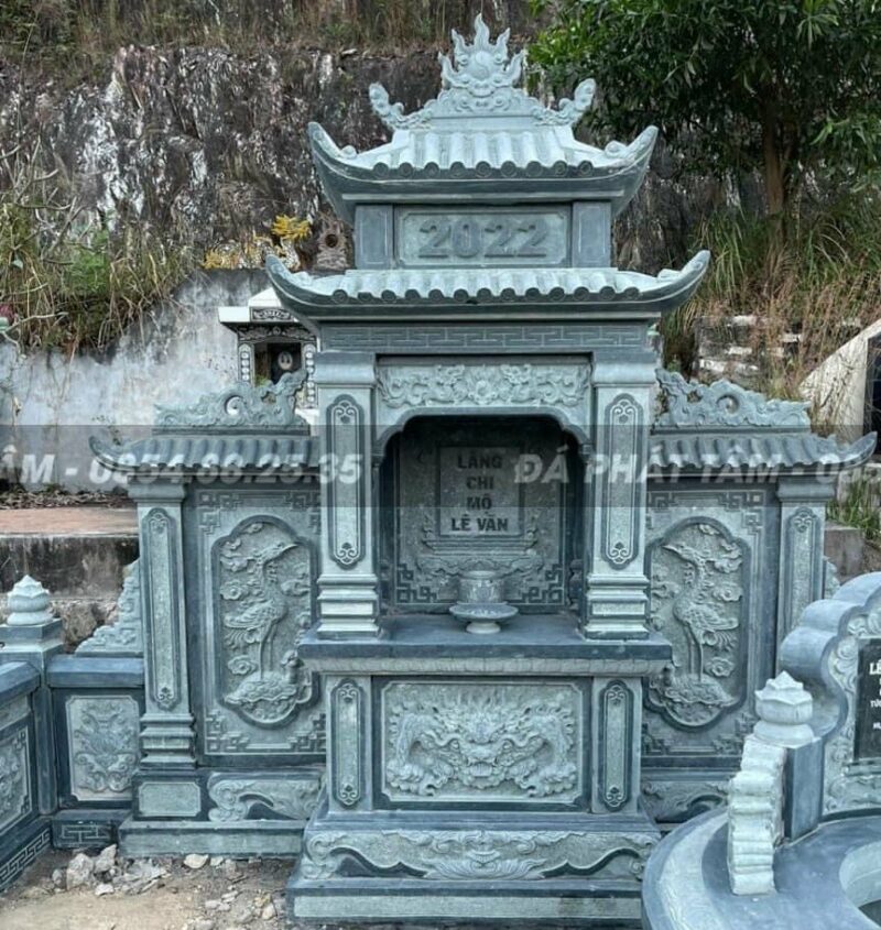 Lăng thờ đá cánh xanh rêu PT144 - Làm lăng mộ đá đến Đá Phát Tâm- Lang Tho Da Xanh Reu 02 Da Phat Tam Lam lang mo da den Da Phat Tam