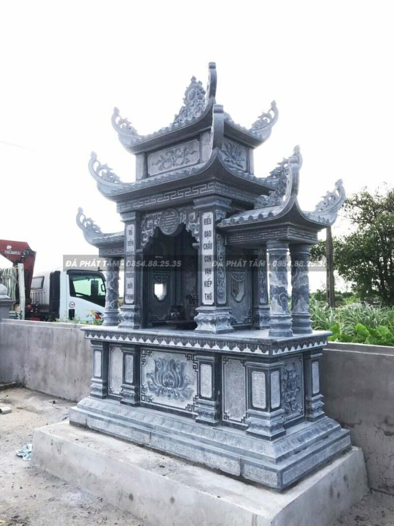 Lăng thờ đơn đá xanh đen PT150 - Làm lăng mộ đá đến Đá Phát Tâm- lang tho don da xanh den 3 1 Da Phat Tam Lam lang mo da den Da Phat Tam