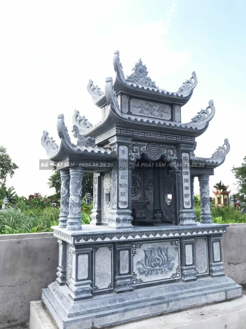 Lăng thờ đơn đá xanh đen PT150 - Làm lăng mộ đá đến Đá Phát Tâm- lang tho don da xanh den 3 2 Da Phat Tam Lam lang mo da den Da Phat Tam