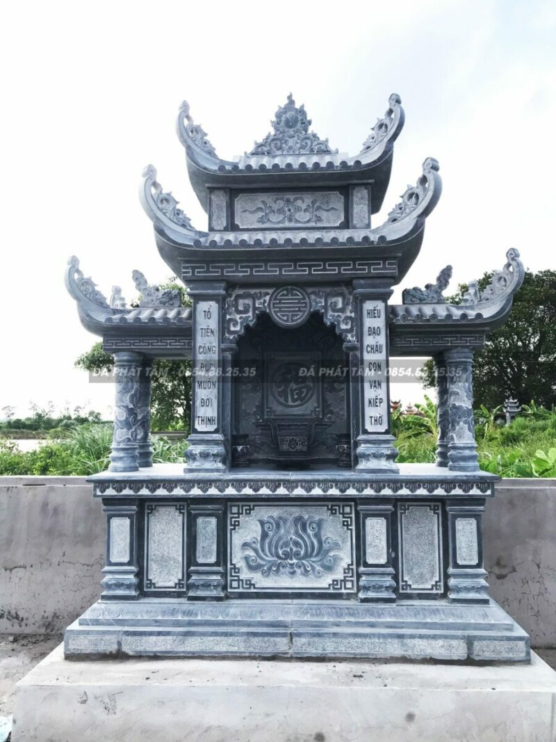 Lăng thờ đơn đá xanh đen PT150 - Làm lăng mộ đá đến Đá Phát Tâm- lang tho don da xanh den 3 3 Da Phat Tam Lam lang mo da den Da Phat Tam