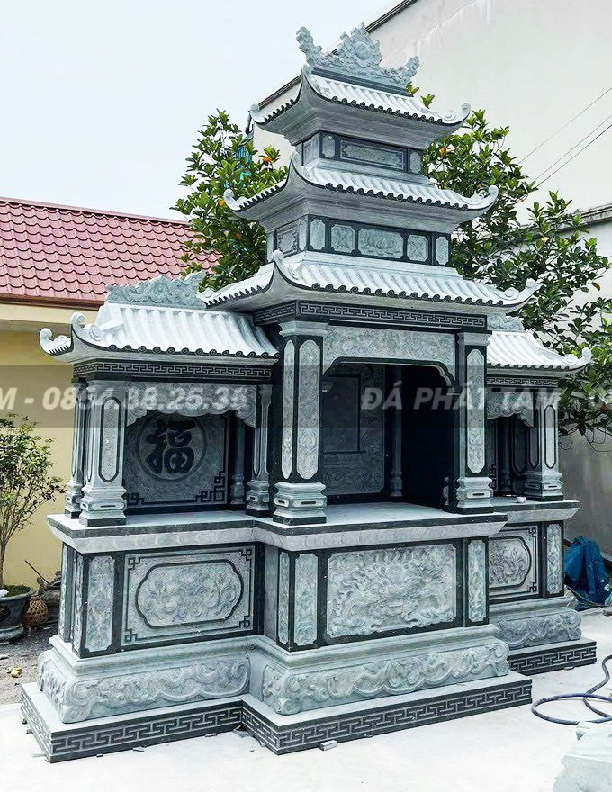 Lăng thờ tam quan đá xanh rêu PT145 - Làm lăng mộ đá đến Đá Phát Tâm- lang tho tam quan da xanh reu 01 Da Phat Tam Lam lang mo da den Da Phat Tam
