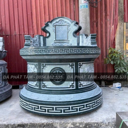 Mộ tròn đá xanh rêu liền khối - Chuẩn phong thuỷ - PT169