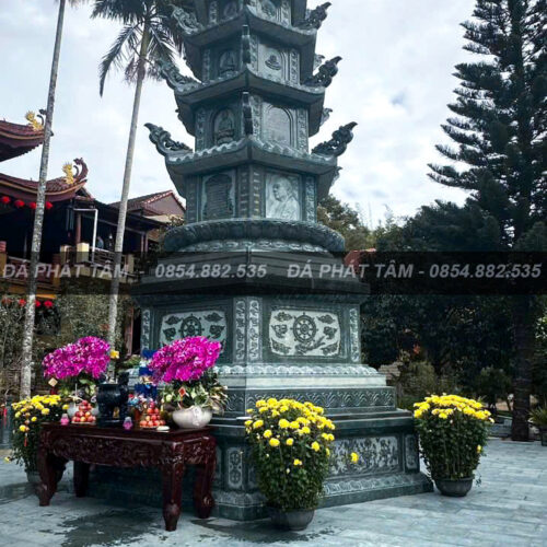 Tháp đá phật giáo đá xanh rêu cao cấp - Chuẩn phong thuỷ - PT175- SRC3 8