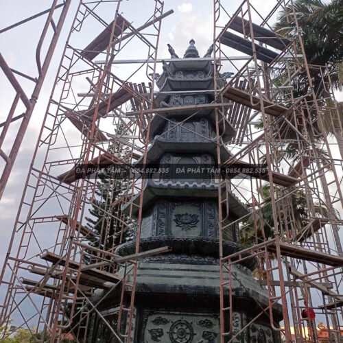Tháp đá phật giáo đá xanh rêu cao cấp - Chuẩn phong thuỷ - PT175- SRC4 7