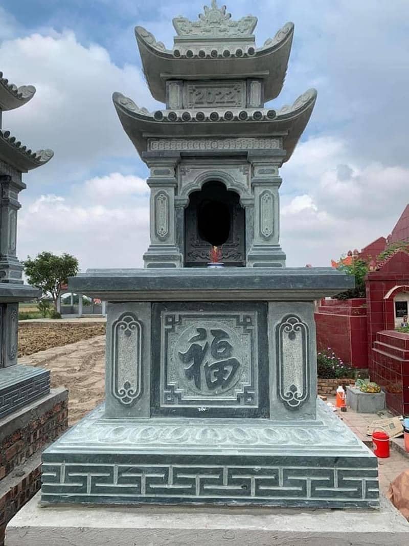 mộ đá 2 mái tinh tế