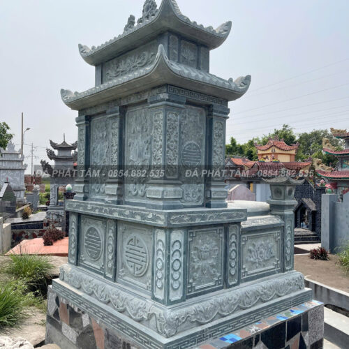Mộ đôi 2 mái đá xanh rêu cao cấp - Chuẩn phong thuỷ - PT160- src2 4