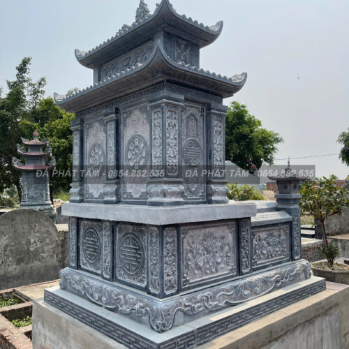 Mộ đôi 2 mái đá xanh đen truyền thống - Chuẩn phong thuỷ - PT159- src3 3