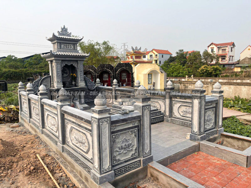 Khu lăng mộ kích thước nhỏ - Đá xanh đen truyền thống - Chuẩn phong thuỷ - PT157- src5 scaled