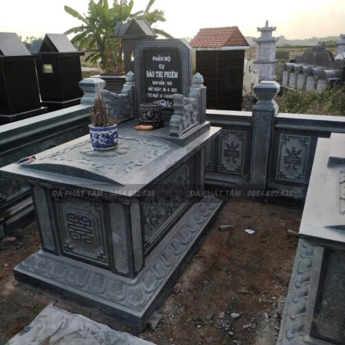 Mộ hậu bành đá xanh đen - Chuẩn phong thuỷ - PT186