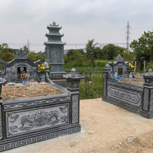 Mộ hậu bành đá xanh đen - Chuẩn phong thuỷ - PT195