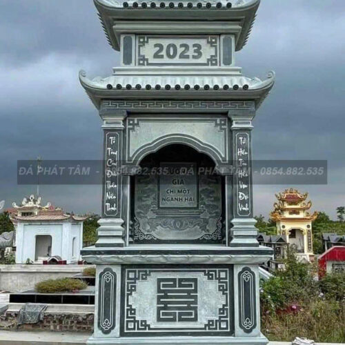 Lăng thờ đơn đá xanh rêu cao cấp - Chuẩn phong thuỷ - PT203