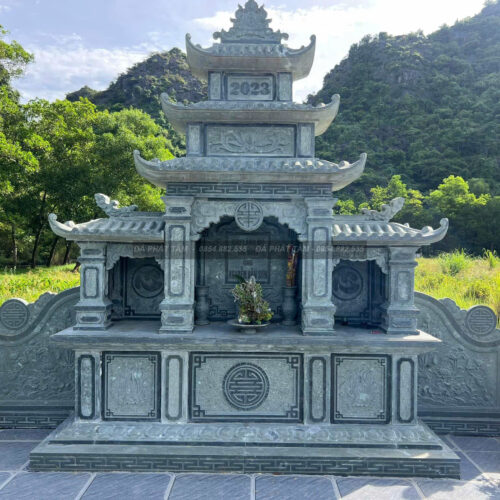 Lăng thờ tam quan đá xanh rêu cao cấp - Chuẩn phong thuỷ - PT206