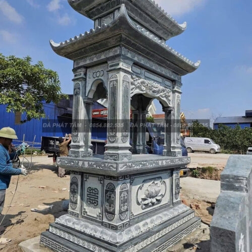 Lăng thờ đơn đá xanh đen truyền thống - Chuẩn phong thuỷ - PT212