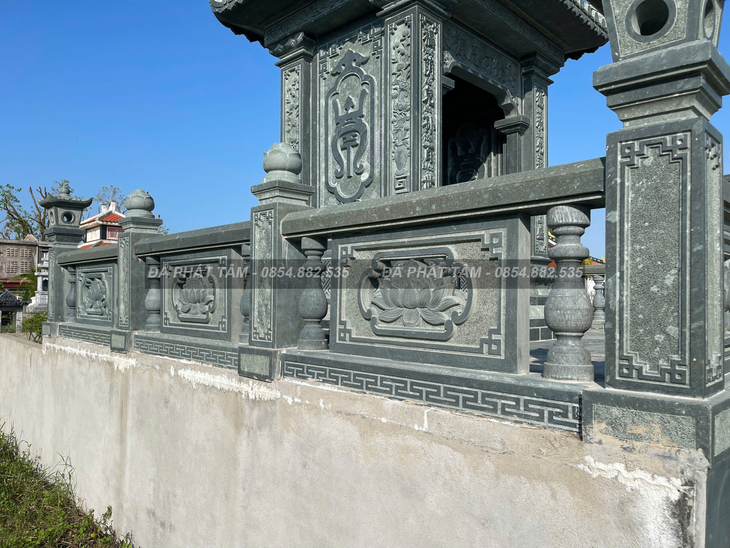Lan Can Đá Hoa Văn Hoa Sen 
