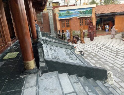 Bậc tam cấp đá xanh rêu Ninh Bình đơn giản – Chuẩn Phong Thuỷ – PT360