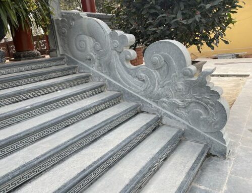 Bậc thềm tam cấp đá xanh đen cho khu lăng mộ – Chuẩn Phong Thuỷ – PT321