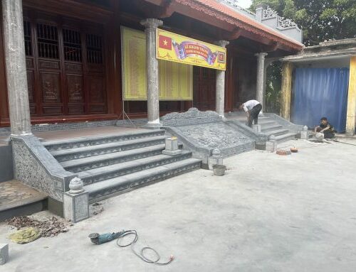 Bậc thềm đá xanh đen Thanh Hóa cho nhà thờ họ – Chuẩn Phong Thuỷ – PT362