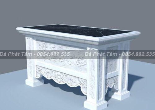 Bàn lễ có mặt bàn bằng đá granite họa tiết hồ sen – Chuẩn Phong Thuỷ – PT307