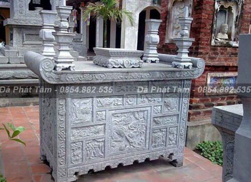 Bàn thờ đá tự nhiên nguyên khối kích thước lớn – Chuẩn Phong Thuỷ – PT305