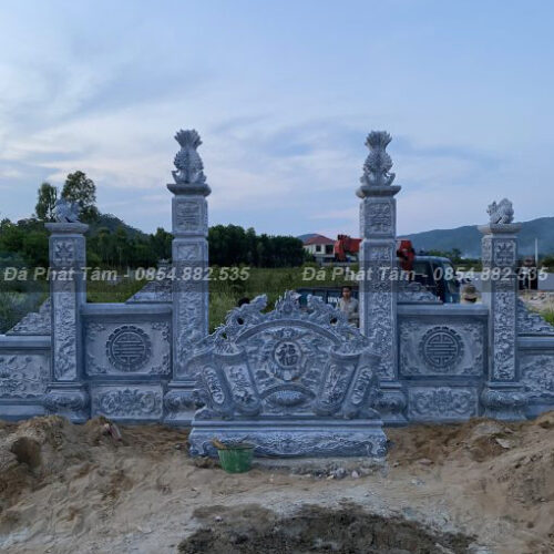 Cổng đền chùa đá tự nhiên màu ghi xám – Chuẩn Phong Thuỷ – PT353
