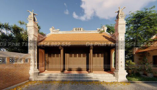Cột đồng trụ đá trắng nguyên khối nhà thờ họ – Chuẩn Phong Thuỷ – PT345
