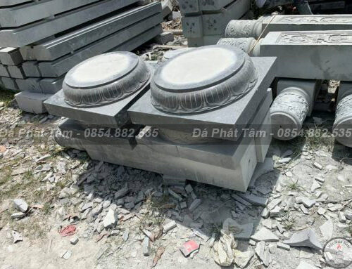 Đá kê chân cột bệt họa tiết cánh sen đơn giản  – Chuẩn Phong Thuỷ – PT343