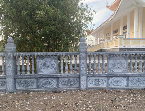 Lan can đá xanh Bluestone chạm trổ hoa văn tinh tế – Chuẩn Phong Thuỷ – PT379