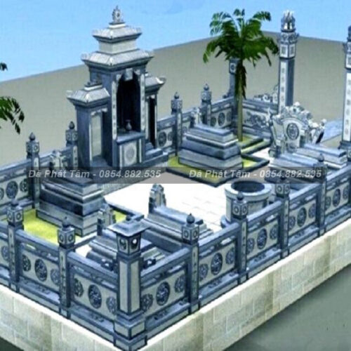 Mẫu lăng mộ đá xanh đen nguyên khối tại Bạc Liêu – Chuẩn Phong Thuỷ – PT409