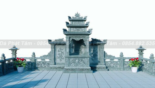 Lăng thờ đá đế sen thi công tại Thái Bình  – Chuẩn Phong Thuỷ – PT430