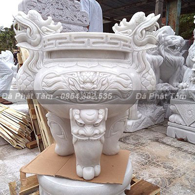 Bát lư hương đá trắng vật phẩm tâm linh ý nghĩa  – Chuẩn Phong Thuỷ – PT333