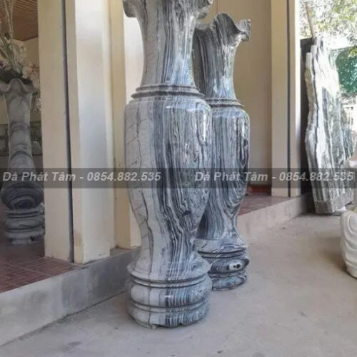 Lục bình phong thủy đá tuyết sơn vân trắng xám – Chuẩn Phong Thuỷ – PT372
