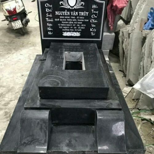 Mộ đá granite nguyên khối màu đen chất lượng cao – Chuẩn Phong Thuỷ – PT276