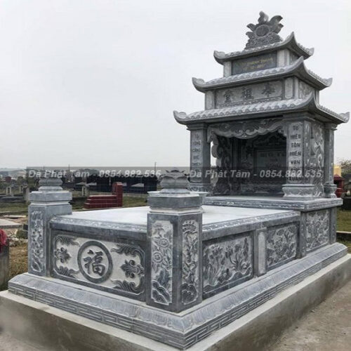Mộ ba mái đá xanh đen chuẩn đá có tại Ninh Bình  – Chuẩn Phong Thuỷ – PT284