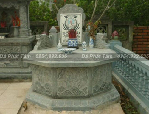 Mộ Đá Hậu Bành Hình Bát Giác họa tiết đầm sen  – Chuẩn Phong Thuỷ – PT404