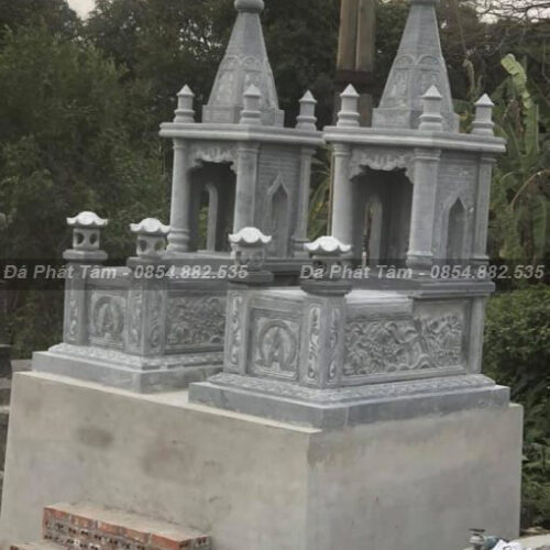 Mộ đá xanh đen công giáo đơn giản – Chuẩn Phong Thuỷ – PT254
