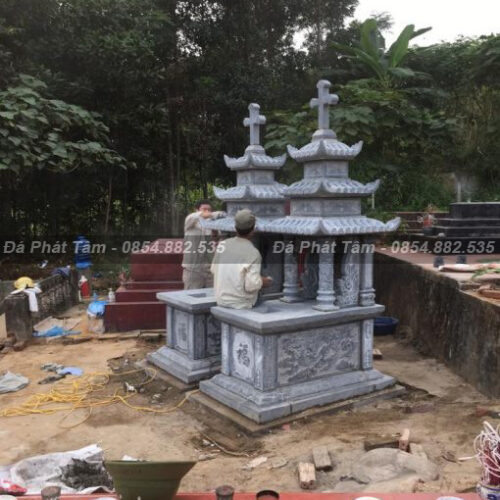 Mộ đá đạo Thiên Chúa họa tiết chữ Hán – Chuẩn Phong Thuỷ – PT256