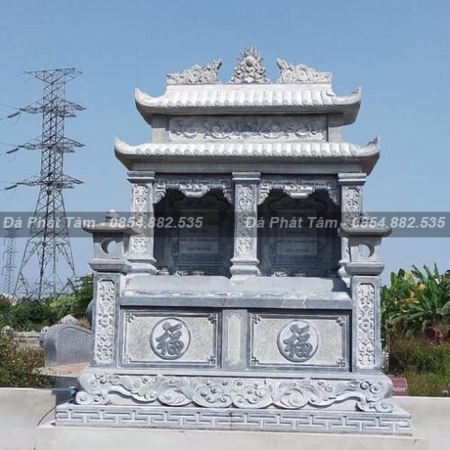 Mộ Đá Đôi Hai Mái Kích Thước Chuẩn Thước Lỗ Ban – Chuẩn Phong Thuỷ – PT250
