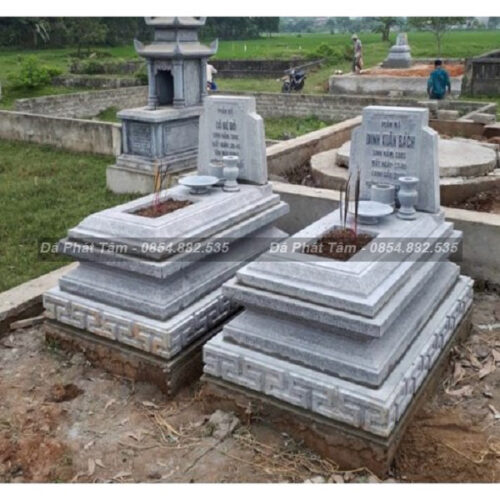 Mộ Đá Tam Sơn Không Mái Đơn Giản Cho Người Mất  – Chuẩn Phong Thuỷ – PT243