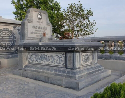 Mộ đơn hậu bành đá khối chạm trổ tinh tế – Chuẩn Phong Thuỷ – PT279