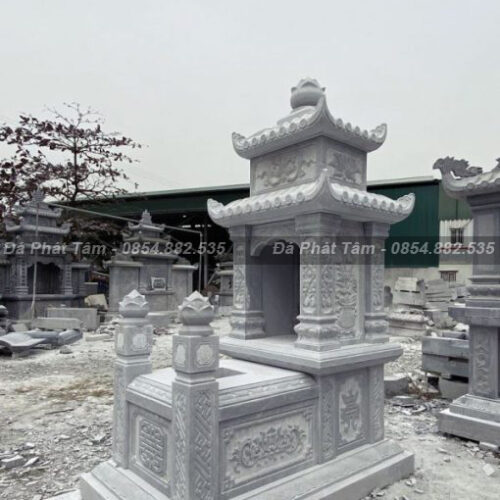 Mộ đơn đá cẩm thạch tự nhiên  hai mái linh thiêng – Chuẩn Phong Thuỷ – PT426