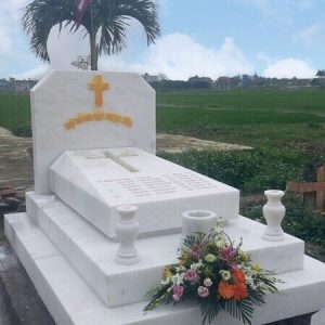 Mộ đơn công giáo đá cẩm thạch sang trọng – Chuẩn Phong Thuỷ – PT281