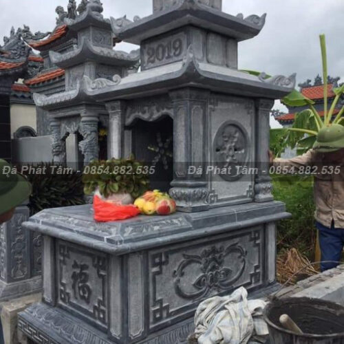Mộ đơn đá xanh đen Thanh Hóa chạm khắc tinh xảo  – Chuẩn Phong Thuỷ – PT283