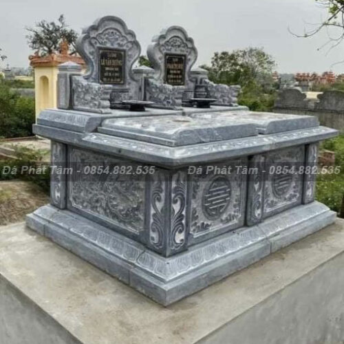 Mộ bành đôi đá xanh tự nhiên cao cấp – Chuẩn Phong Thuỷ – PT265