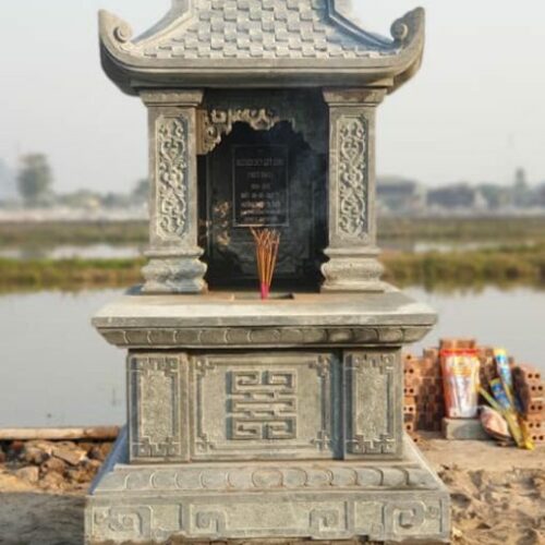 Mộ Đá Xanh Ninh Bình Một Mái Đơn Giản – Chuẩn Phong Thuỷ – PT222