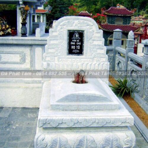 Mẫu mộ tam sơn đá trắng khối Nghệ An – Chuẩn Phong Thuỷ – PT419