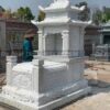 Mộ đá marble trắng 2 mái đao – Chuẩn Phong Thuỷ – PT415- Mo da trang DT MDTA09