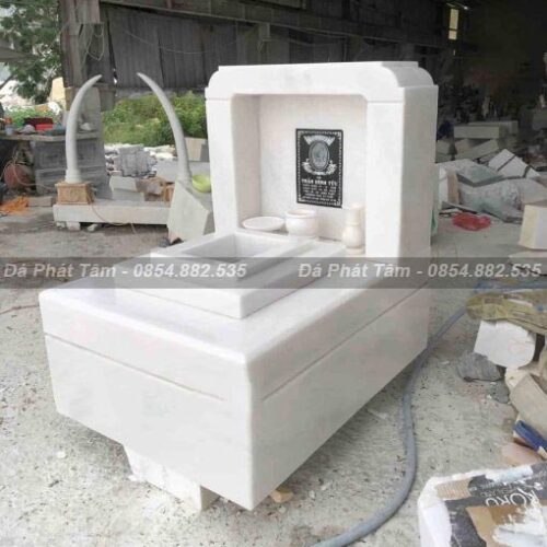 Mẫu mộ đơn không mái đá trắng hoa cương  – Chuẩn Phong Thuỷ – PT417