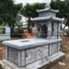 Mộ đơn hai mái đá xanh đen hoa văn rồng lượn – Chuẩn Phong Thuỷ – PT282- Mo don hai mai da xanh den DT MDXD01 chat luong